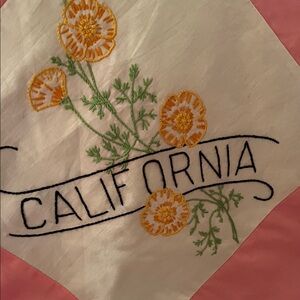 48 embroidered states on Pink and White summer Quilt.